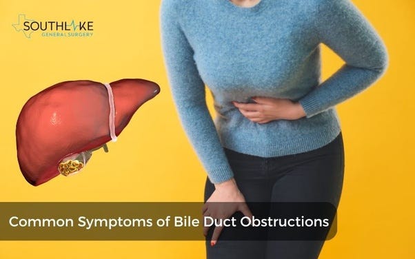 Patient experiencing abdominal pain from bile duct obstruction
