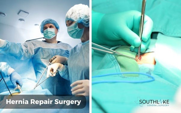 Surgical intervention: Hernia repair and reinforcement of abdominal wall