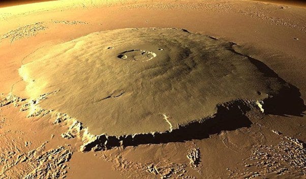 Why is the highest mountain on Mars the highest mountain in the Solar