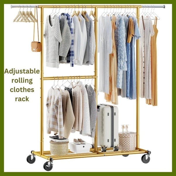 smart and heavy metal rolling clothes rack.