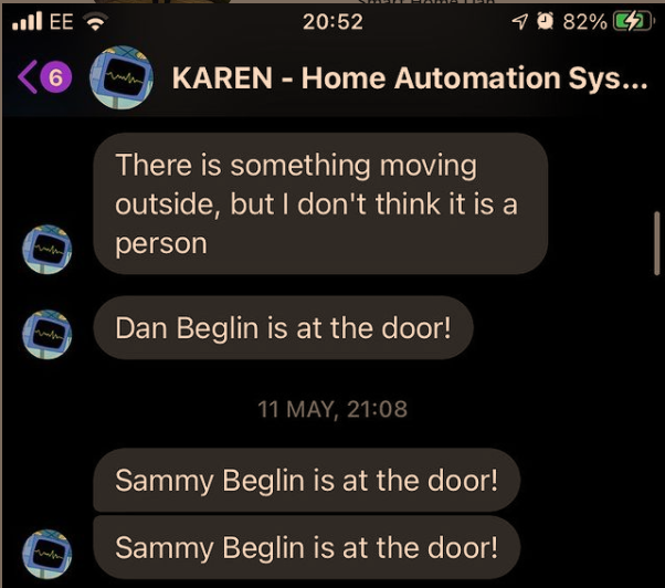 Chatbot telling you who is at the door