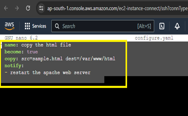 Paste the code in the configure.yaml file