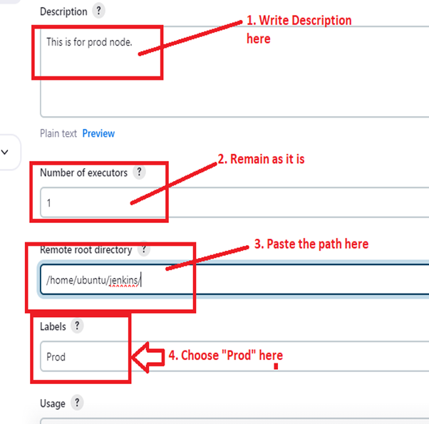 Choose Description, Root Directory & Labels