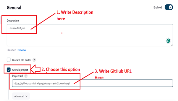 Choose Job Description & Git Hub Project URL