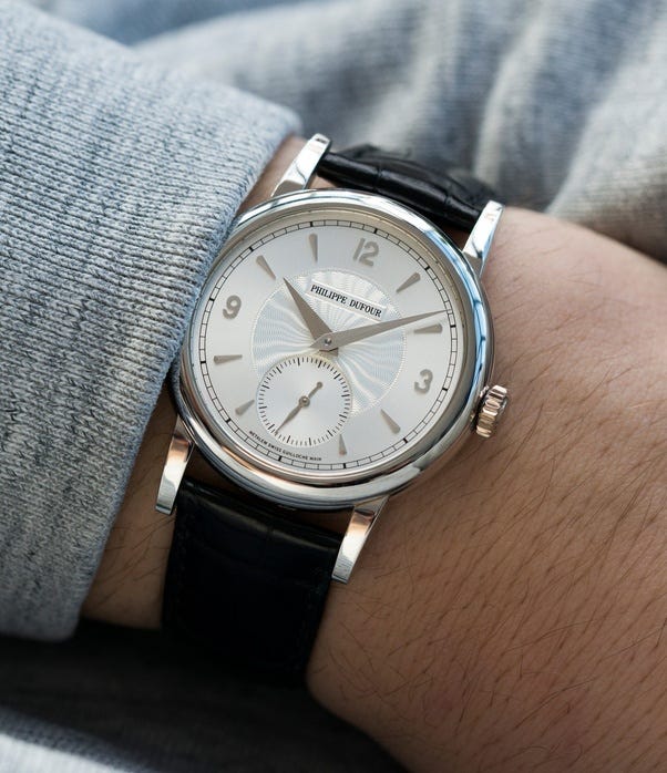 Wrist shot of a Philippe Dufour Simplicity