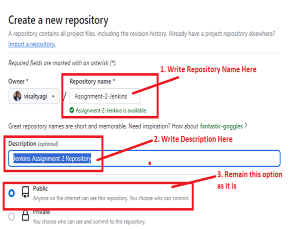 Put Repository Name & Description with Public Option