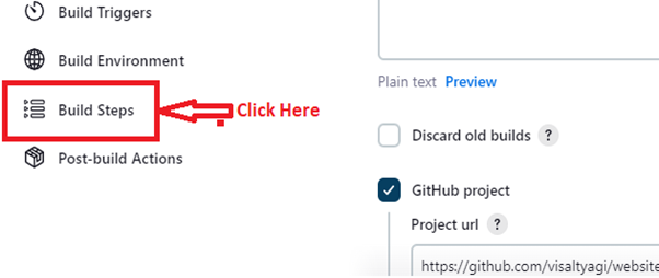 Click on Build Steps
