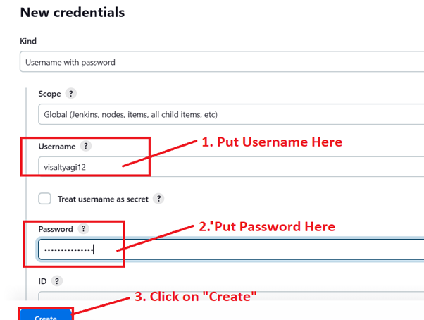 Put the DockerHub Username and Password