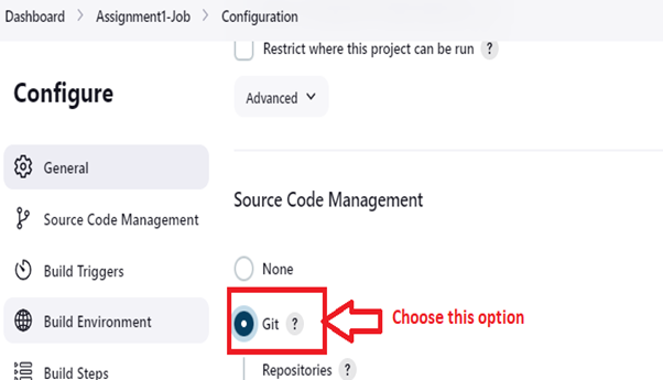 Choose “Git”