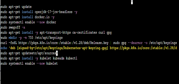 Paste the Above Script to Install the Java, Docker and Kubernetes on Machine-3