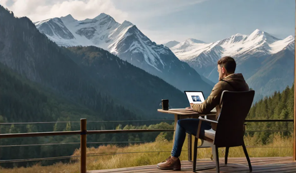 Freelancer working remotely