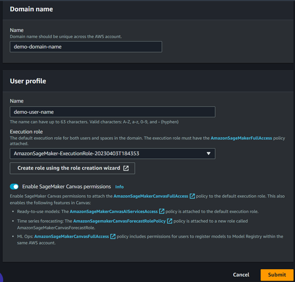 AWS Console User Profile page while creating a new user.