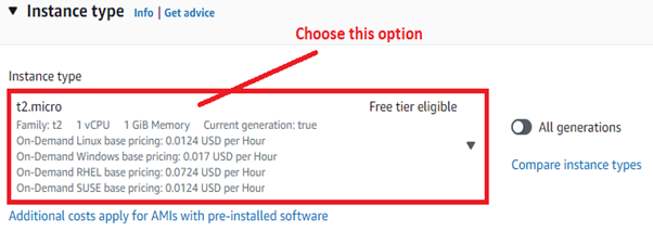 Choose the instance type here