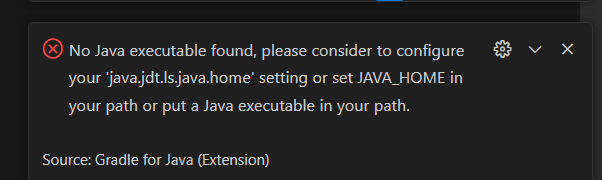 No java executable found error
