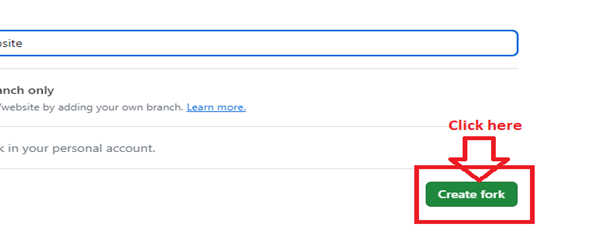 Click on Create fork