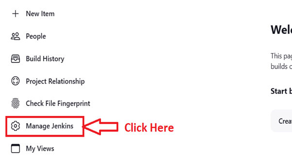 Click on “Manage Jenkins”