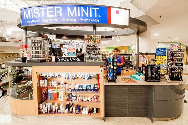 Photograph of a Mister Minit repair desk