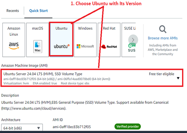Choose the “Ubuntu AMI”