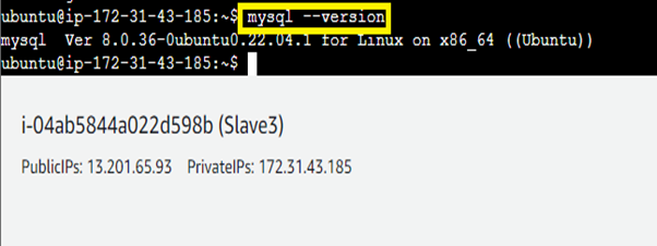 MySQL Version on “Slave3”
