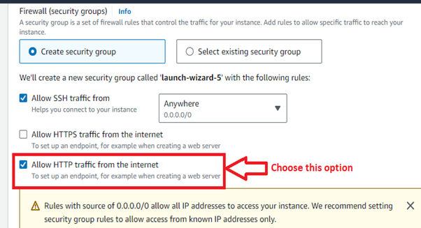 Allow HTTP Traffic from the Internet
