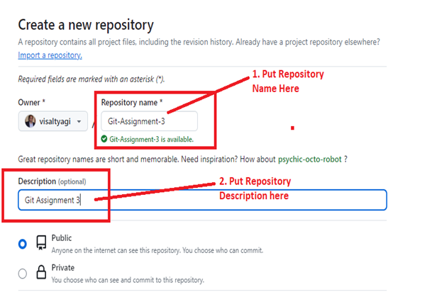 Choose Repository Name and Description