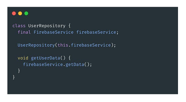 Image showing a code example demonstrating a violation of SOLID principles in Flutter, highlighting issues with code maintainability and design.