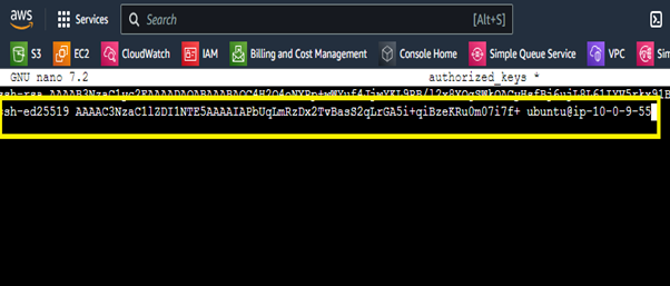 Paste the Public Key Content in the Machine-3