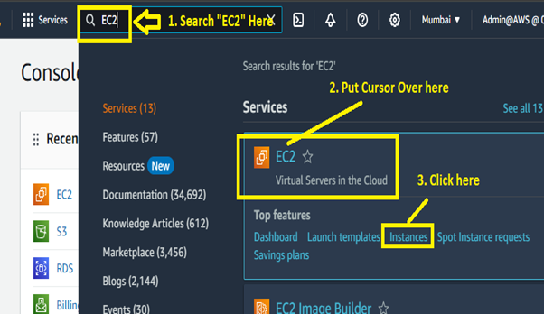 Search EC2 & Click on Instances