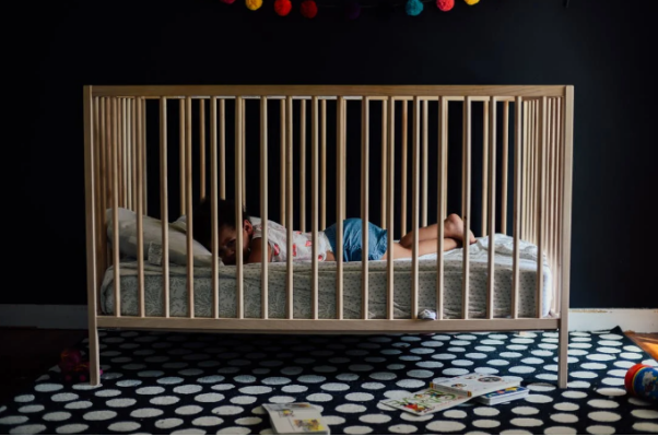 baby sleeping in the crib.