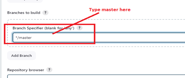 Branch Specifier as “Master”