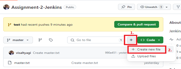 Create a New File in the master branch