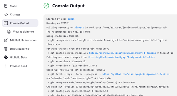 Console Output