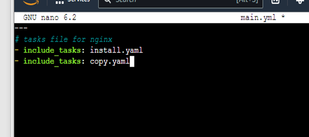 Add copy.yaml to main.yml file