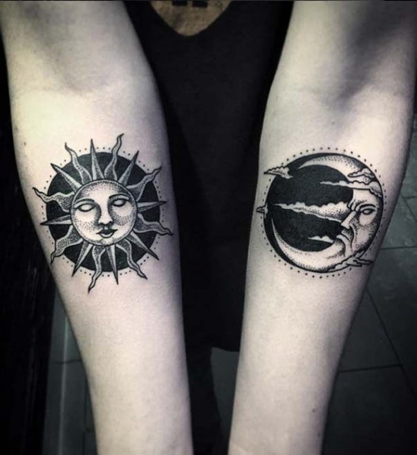 Image result for sun and moon traditional tattoo | Tattoos ... - moon and sun traditional tattoobr /

