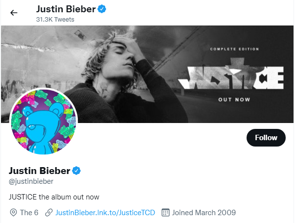 Justin Bieber Twitter Handle