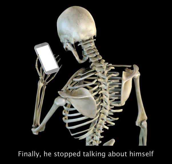 waiting skeleton, referring to long wait for real information