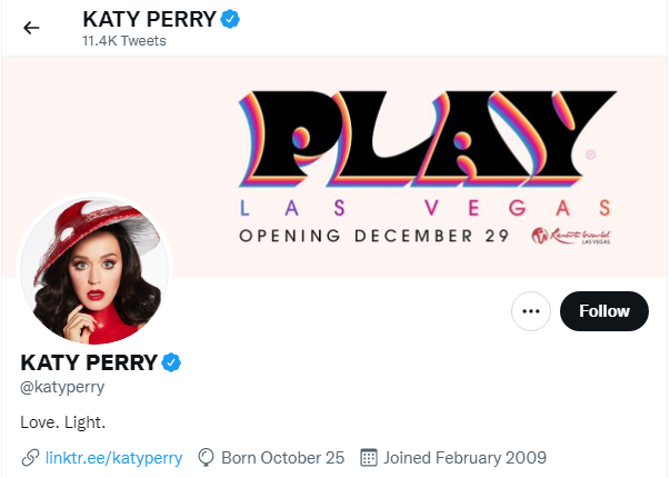 Katy Perry Twitter Handle