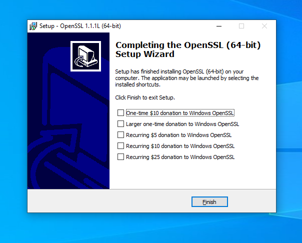 Complete the installation of OpenSSL.