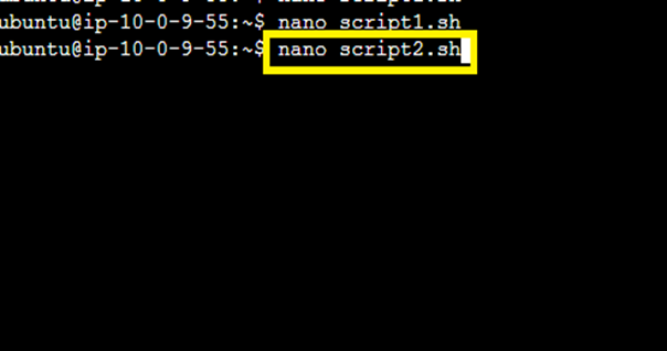 Create the script2.sh file