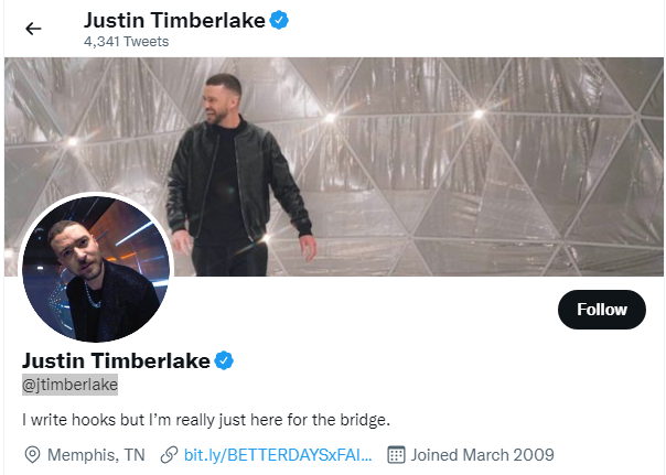 Justin Timberlake Twitter Handle