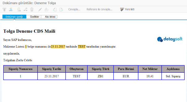 Sending an EMail with CDS View