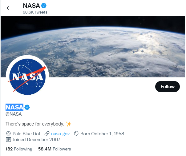 NASA Twitter Handle