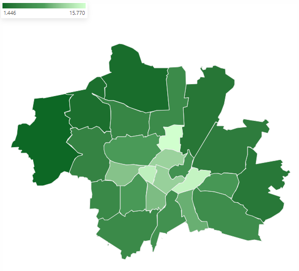 Schwabing-West was the most densely populated district in Munich in 2020.