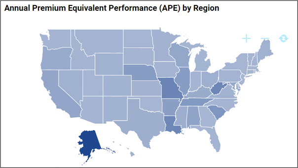 Insurance: annual premium equivalent performance by region