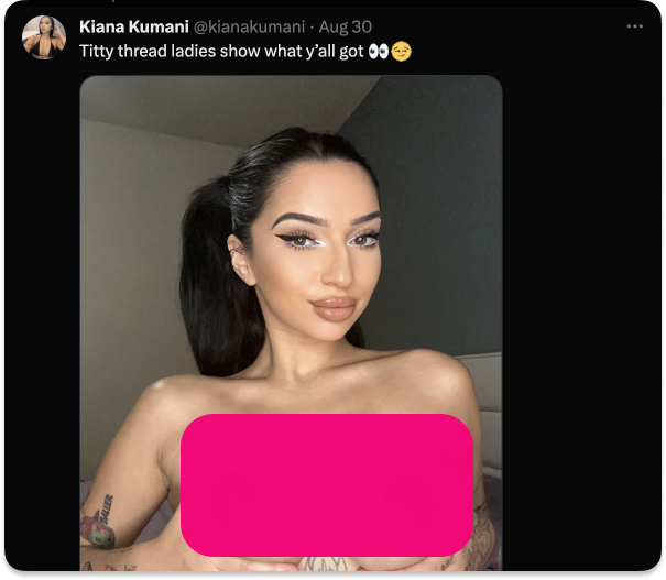 A screenshot from Twitter showing a naked girl.