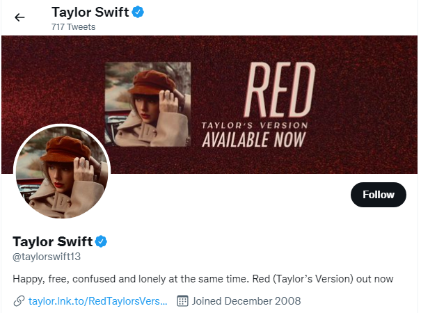 Taylor Swift Twitter Handle