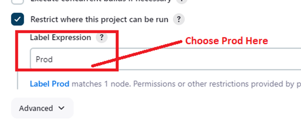 Choose Label as “Prod”
