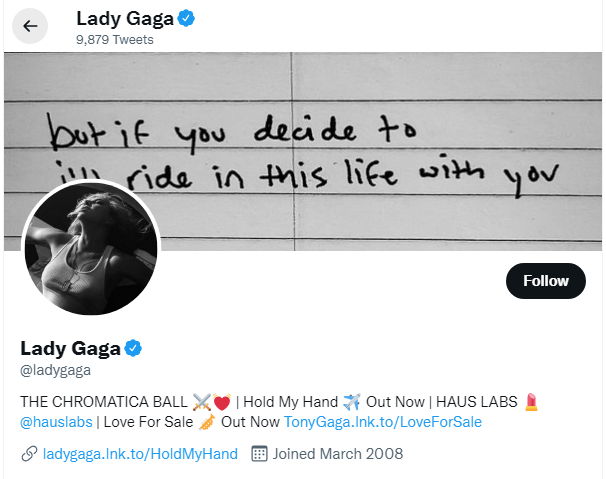 Lady Gaga Twitter Handle