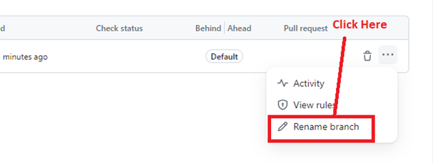 Click Rename Branch