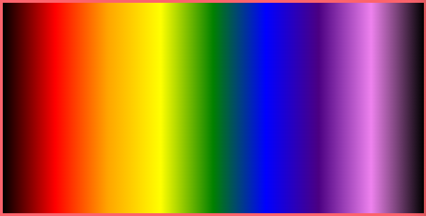 Our ROYGBIV rainbow linear gradient fill across our canvas using color stops.